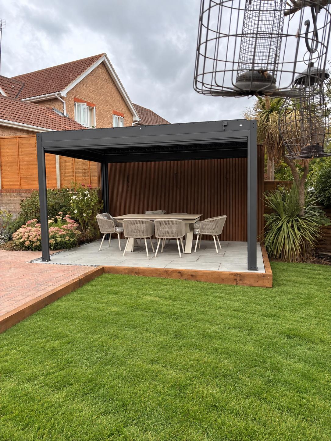 Pergola Installation with Timber Edging